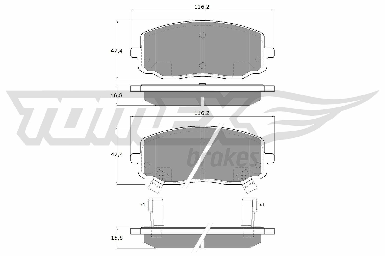 Sada brzdových destiček, kotoučová brzda TOMEX Brakes